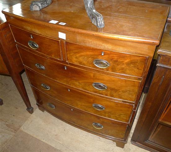 Regency mahogany bow front chest of drawers